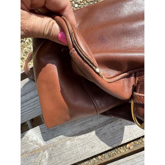 LIZ CLAIBORNE Shoulder Purse Satchel Tote Leather Bucket Bag Brown Rare - Picture 5 of 12